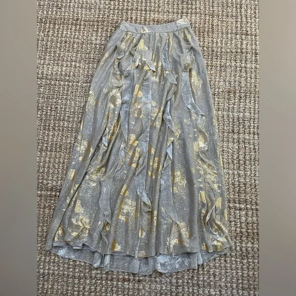 Anthropologie Moulinette Soeurs Gold Fallen Star Maxi Skirt size 2 🌟 - Picture 6 of 9